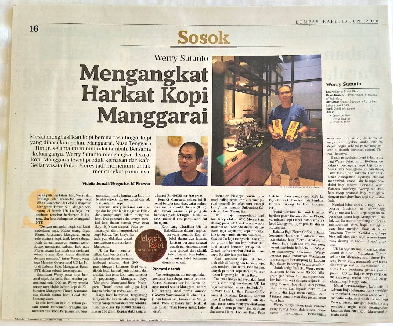 “Labajo Flores Coffee Featured in Kompas Newspaper – June 2018 Edition” ** (Latepost)